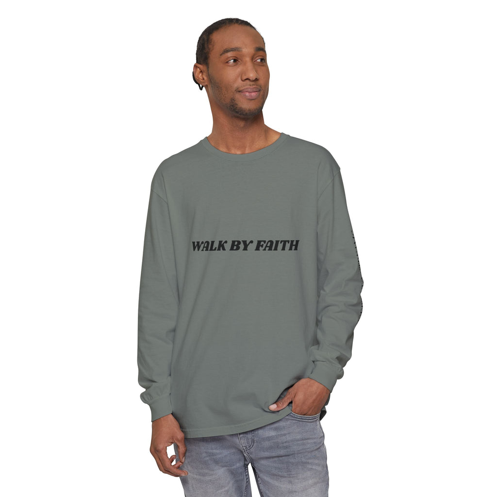 Walk By Faith Long Sleeve T‑Shirt — Christian Scripture 'Walk by Faith, Not By Sight' Tee