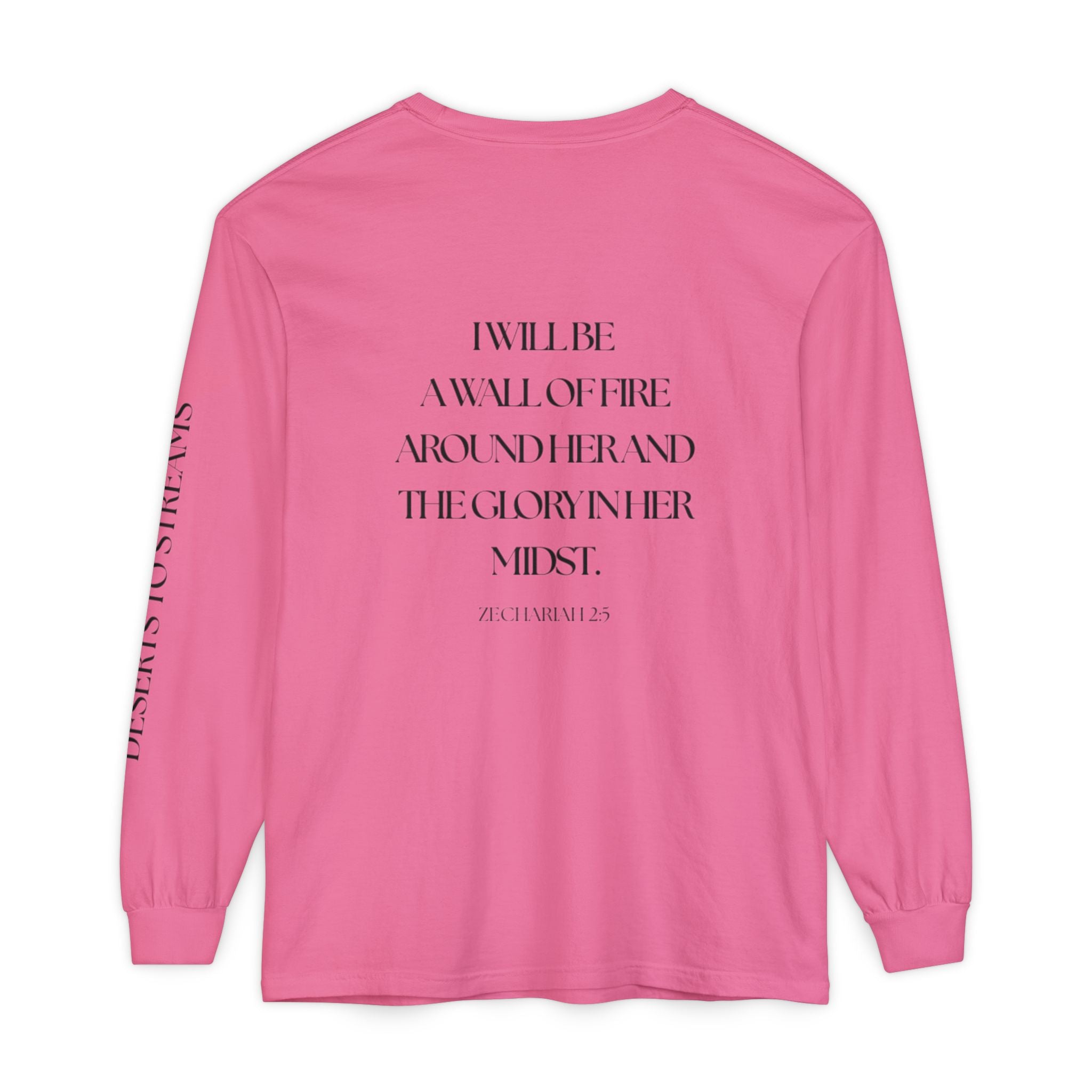 Protected Long Sleeve Tee — "Protected" Scripture Graphic (Zechariah 2:5)