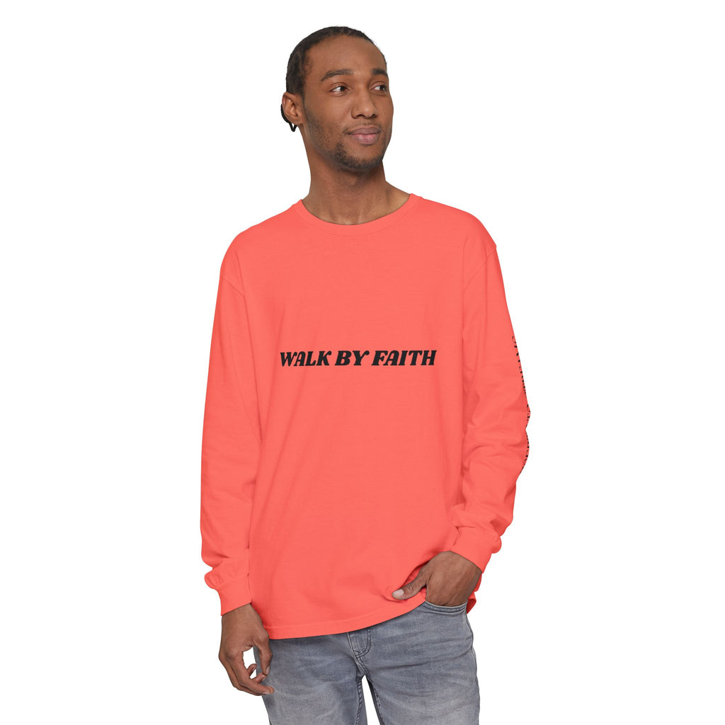 Walk By Faith Long Sleeve T‑Shirt — Christian Scripture 'Walk by Faith, Not By Sight' Tee