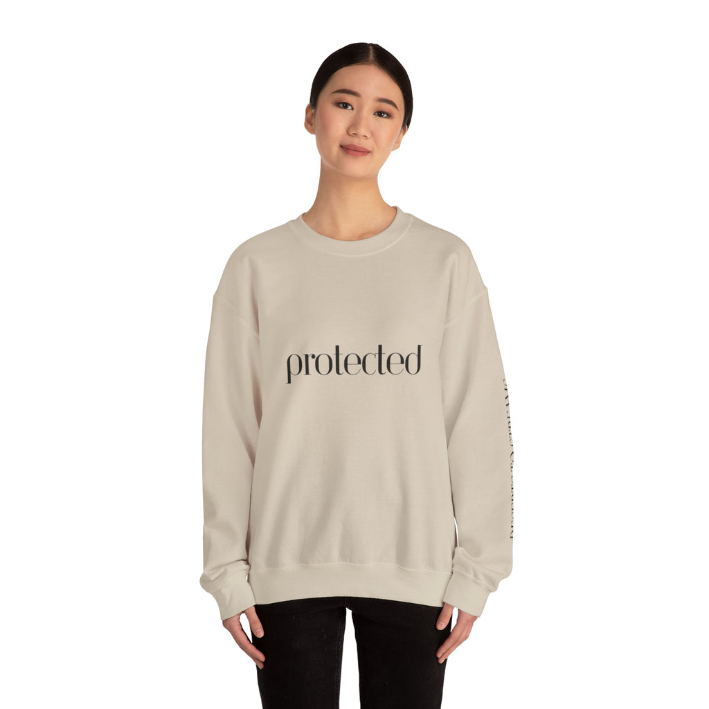 Protected Crewneck Sweatshirt — Inspirational Scripture Backprint