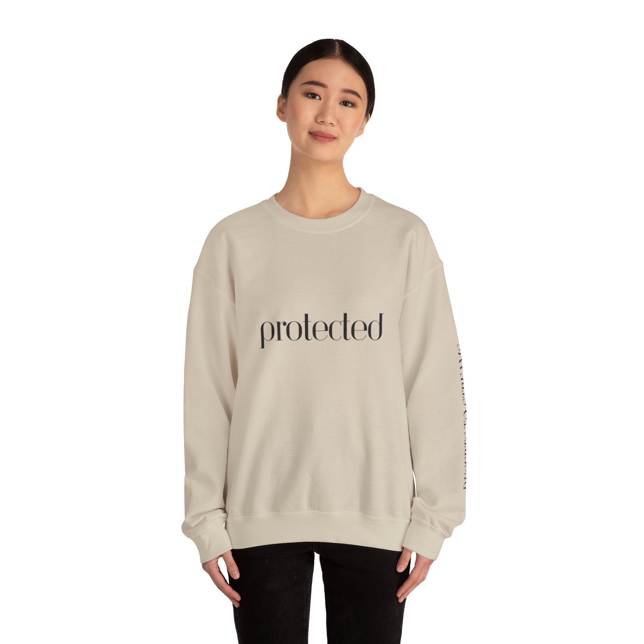 Protected Crewneck Sweatshirt — Inspirational Scripture Backprint