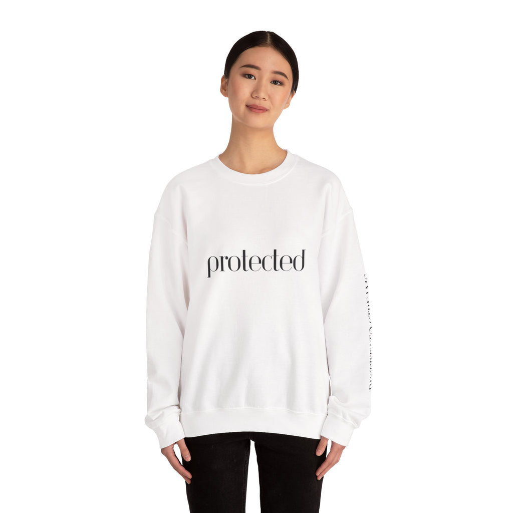 Protected Crewneck Sweatshirt — Inspirational Scripture Backprint