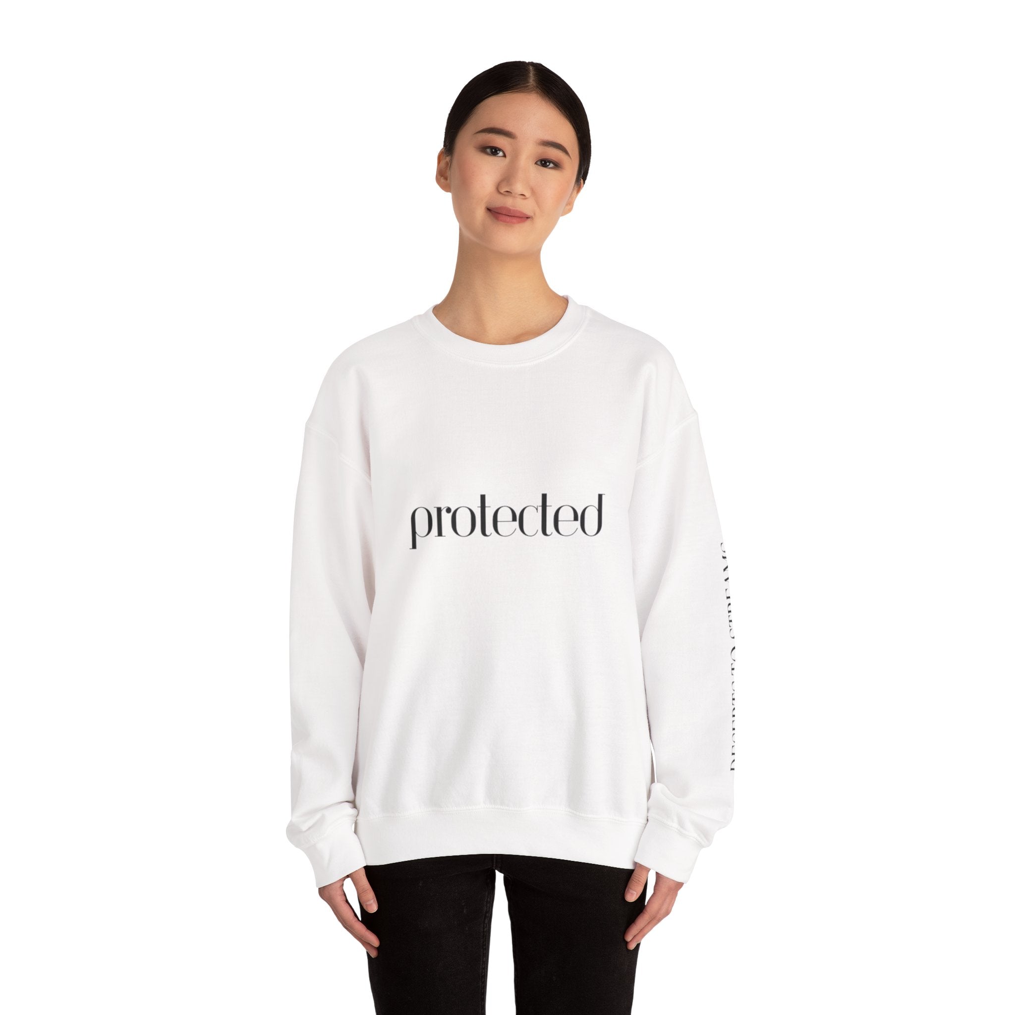Protected Crewneck Sweatshirt — Inspirational Scripture Backprint