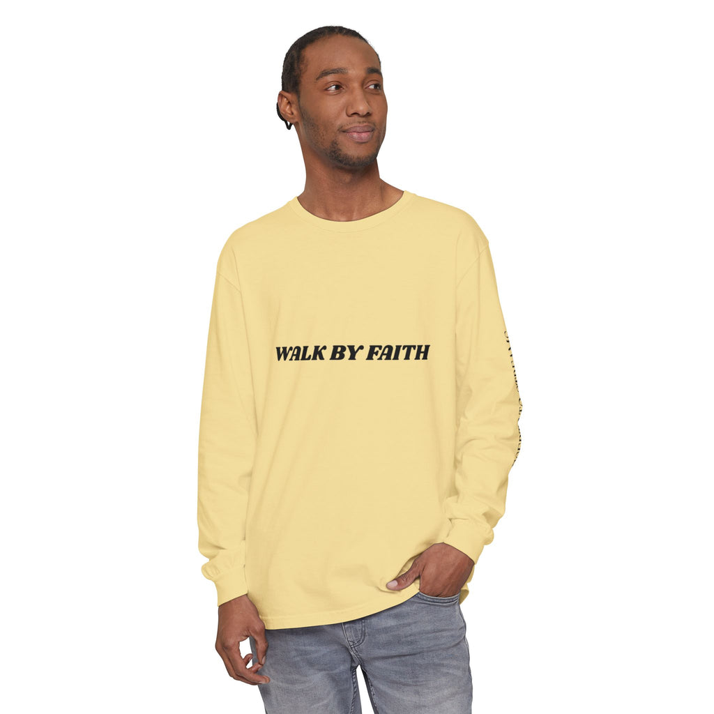 Walk By Faith Long Sleeve T‑Shirt — Christian Scripture 'Walk by Faith, Not By Sight' Tee