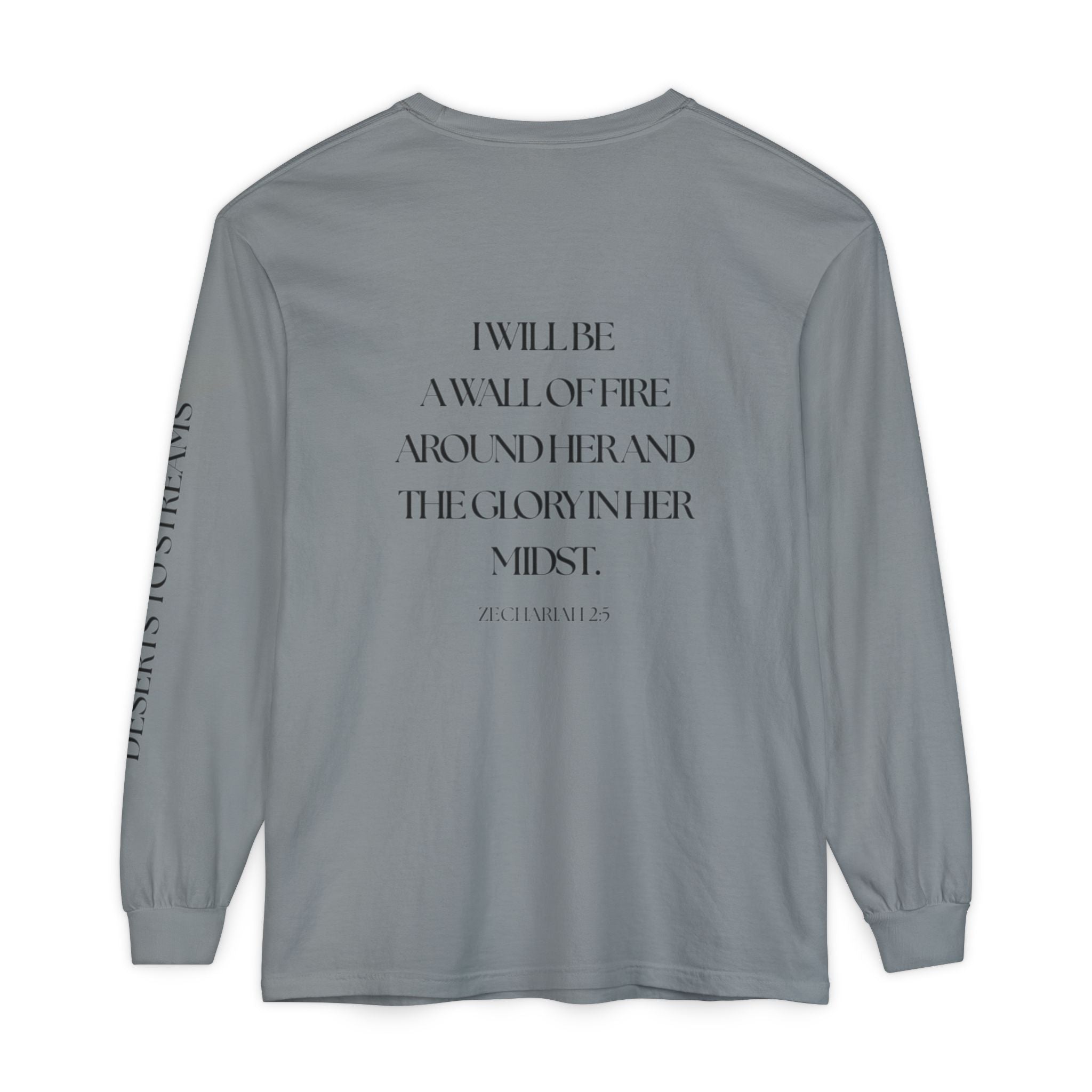 Protected Long Sleeve Tee — "Protected" Scripture Graphic (Zechariah 2:5)