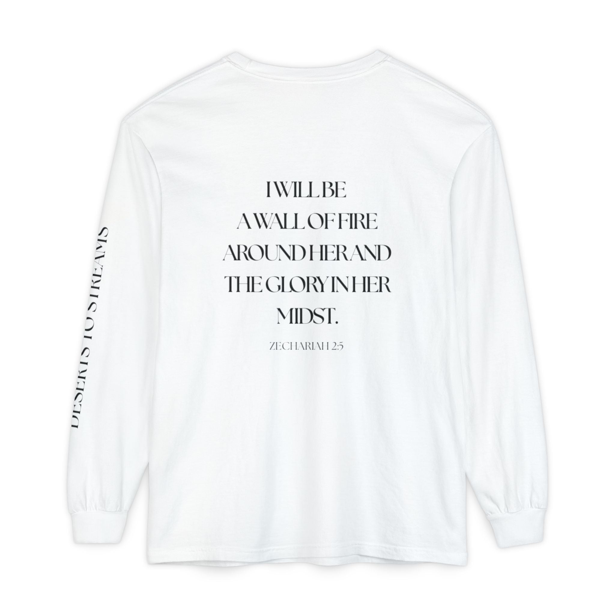 Protected Long Sleeve Tee — "Protected" Scripture Graphic (Zechariah 2:5)