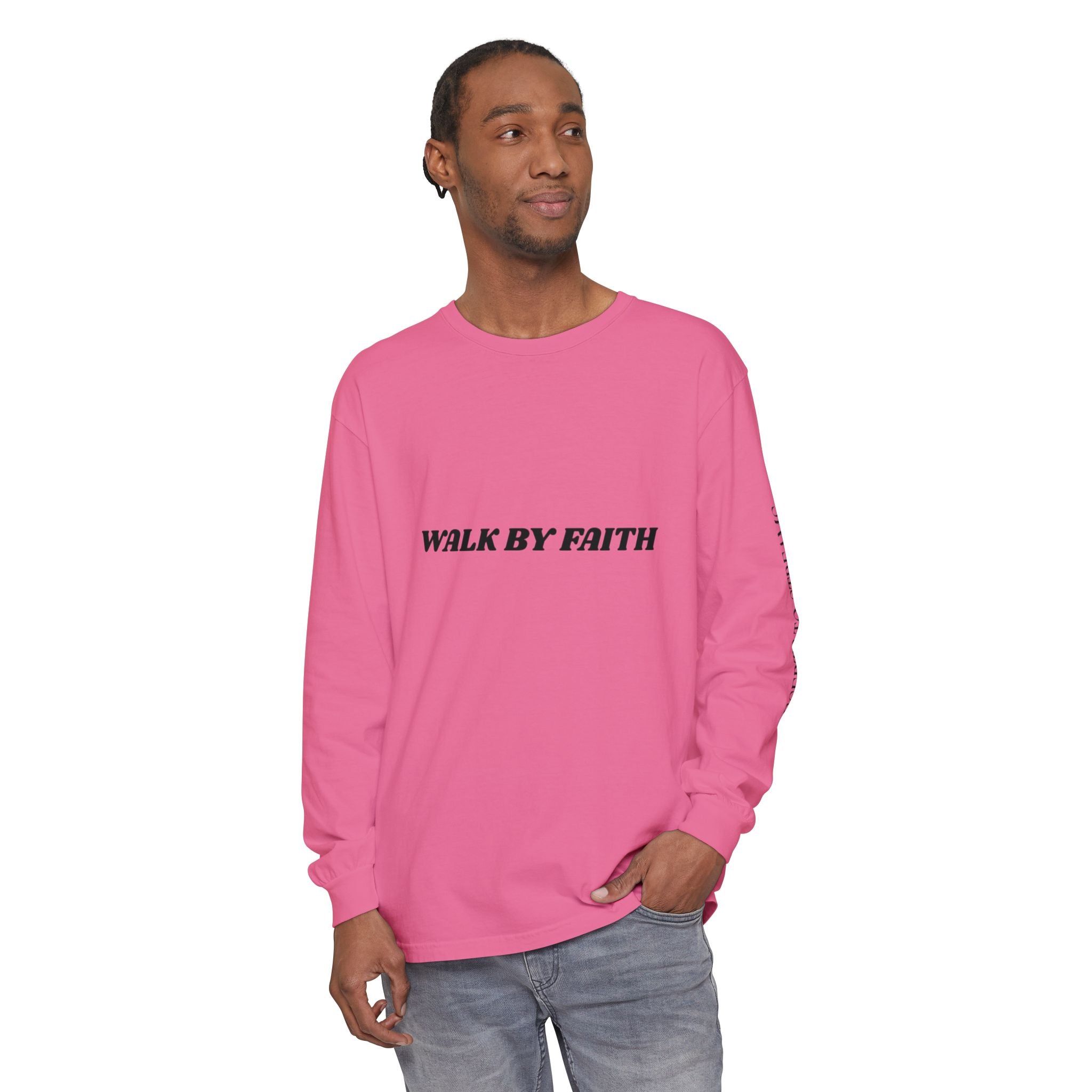 Walk By Faith Long Sleeve T‑Shirt — Christian Scripture 'Walk by Faith, Not By Sight' Tee