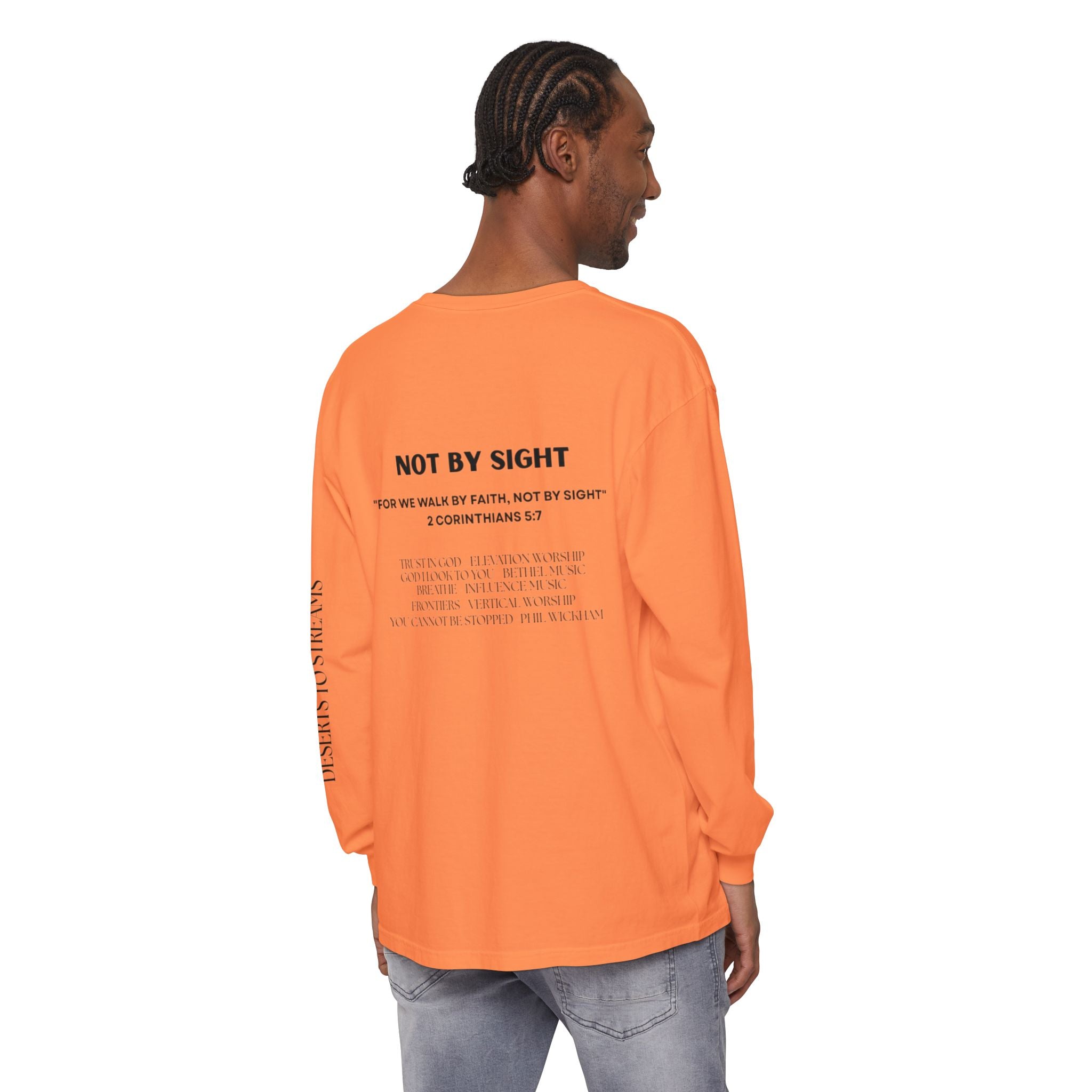 Walk By Faith Long Sleeve T‑Shirt — Christian Scripture 'Walk by Faith, Not By Sight' Tee