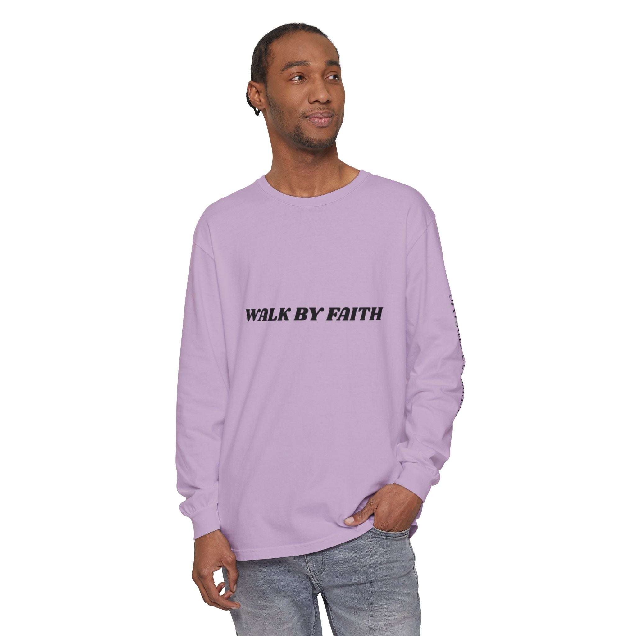 Walk By Faith Long Sleeve T‑Shirt — Christian Scripture 'Walk by Faith, Not By Sight' Tee