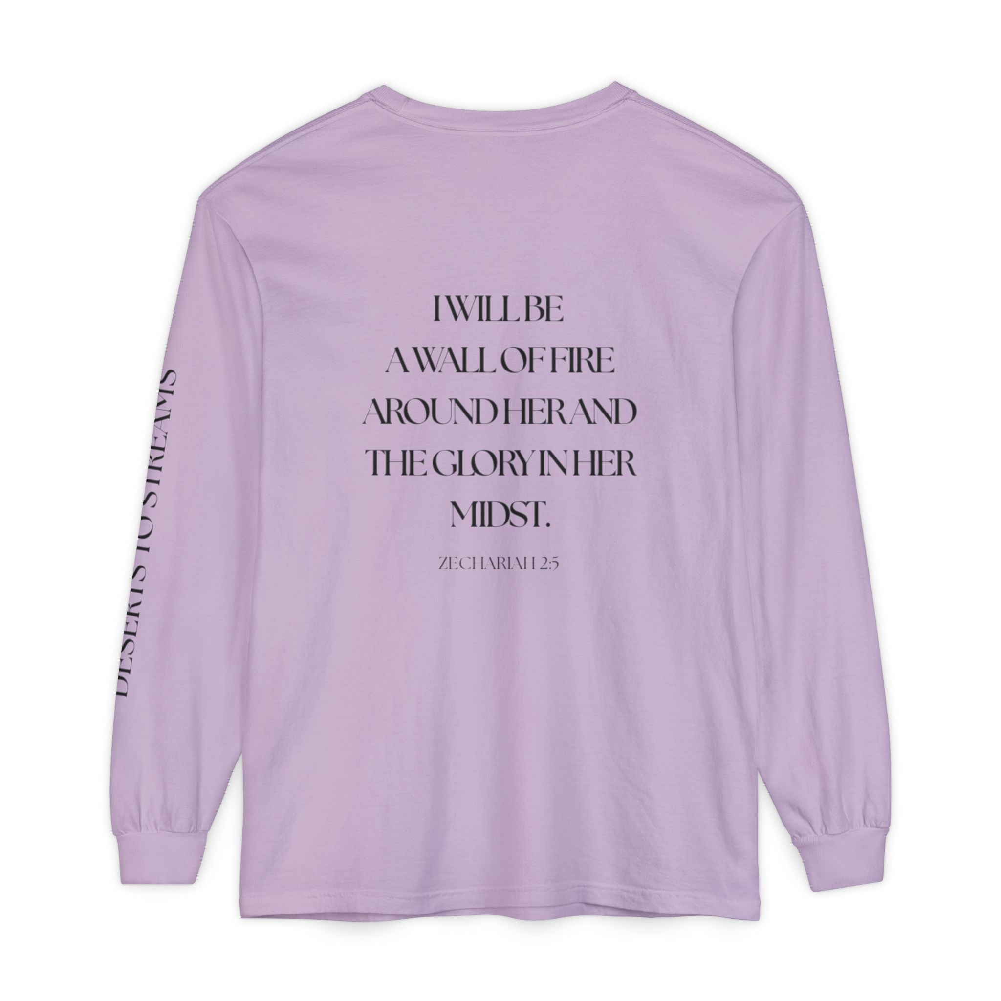 Protected Long Sleeve Tee — "Protected" Scripture Graphic (Zechariah 2:5)