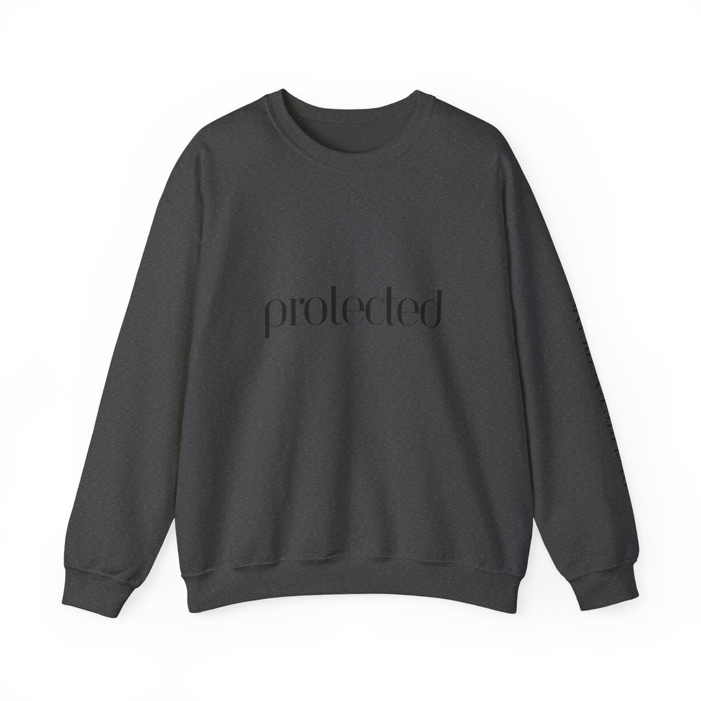 Protected Crewneck Sweatshirt — Inspirational Scripture Backprint