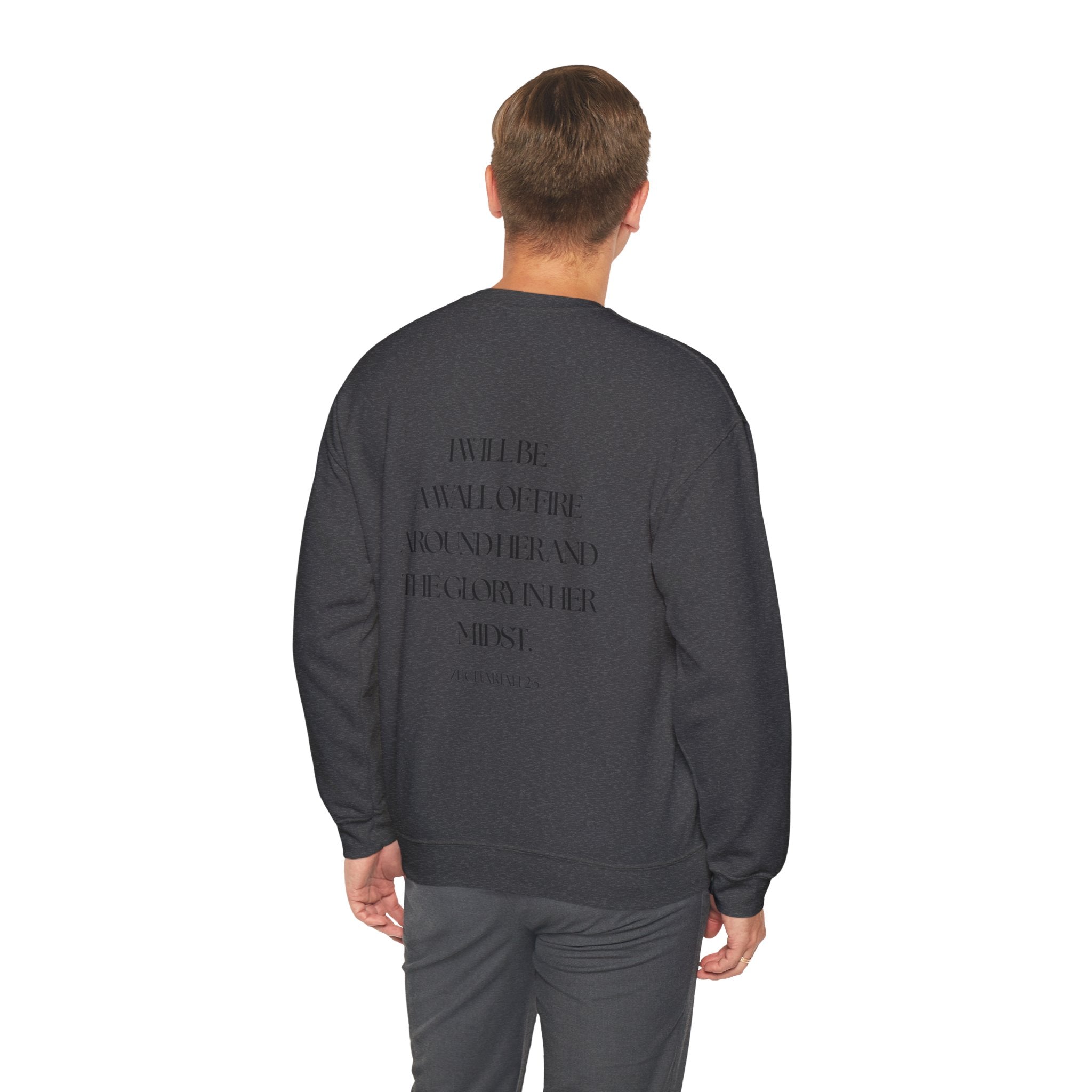 Protected Crewneck Sweatshirt — Inspirational Scripture Backprint