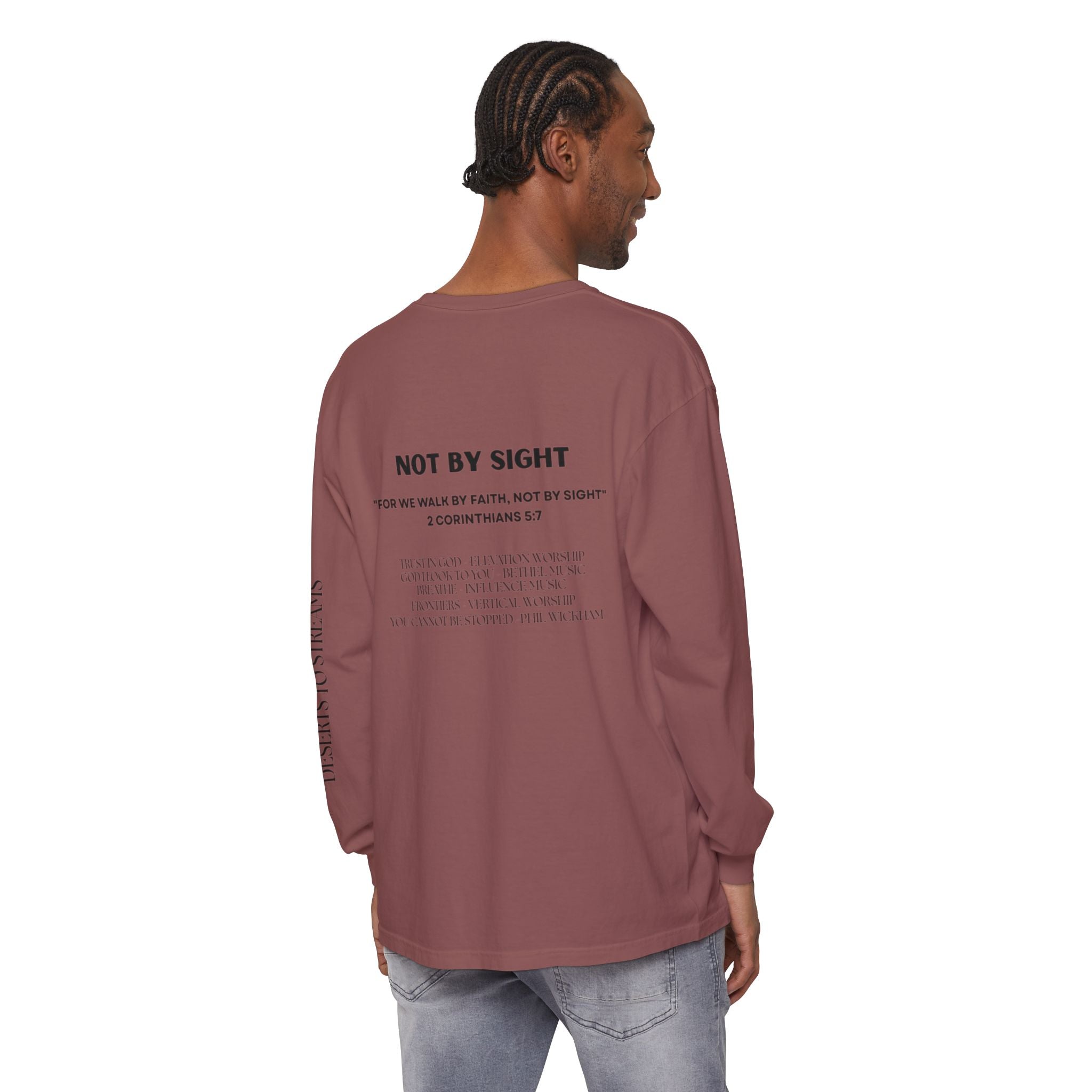 Walk By Faith Long Sleeve T‑Shirt — Christian Scripture 'Walk by Faith, Not By Sight' Tee
