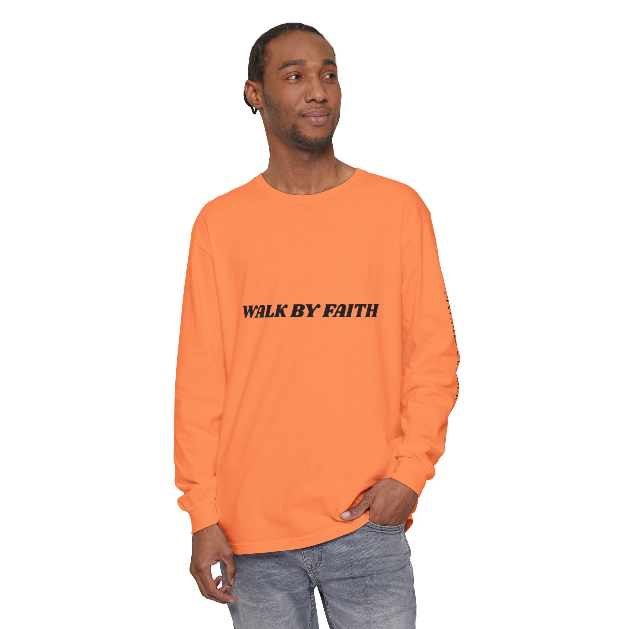 Walk By Faith Long Sleeve T‑Shirt — Christian Scripture 'Walk by Faith, Not By Sight' Tee