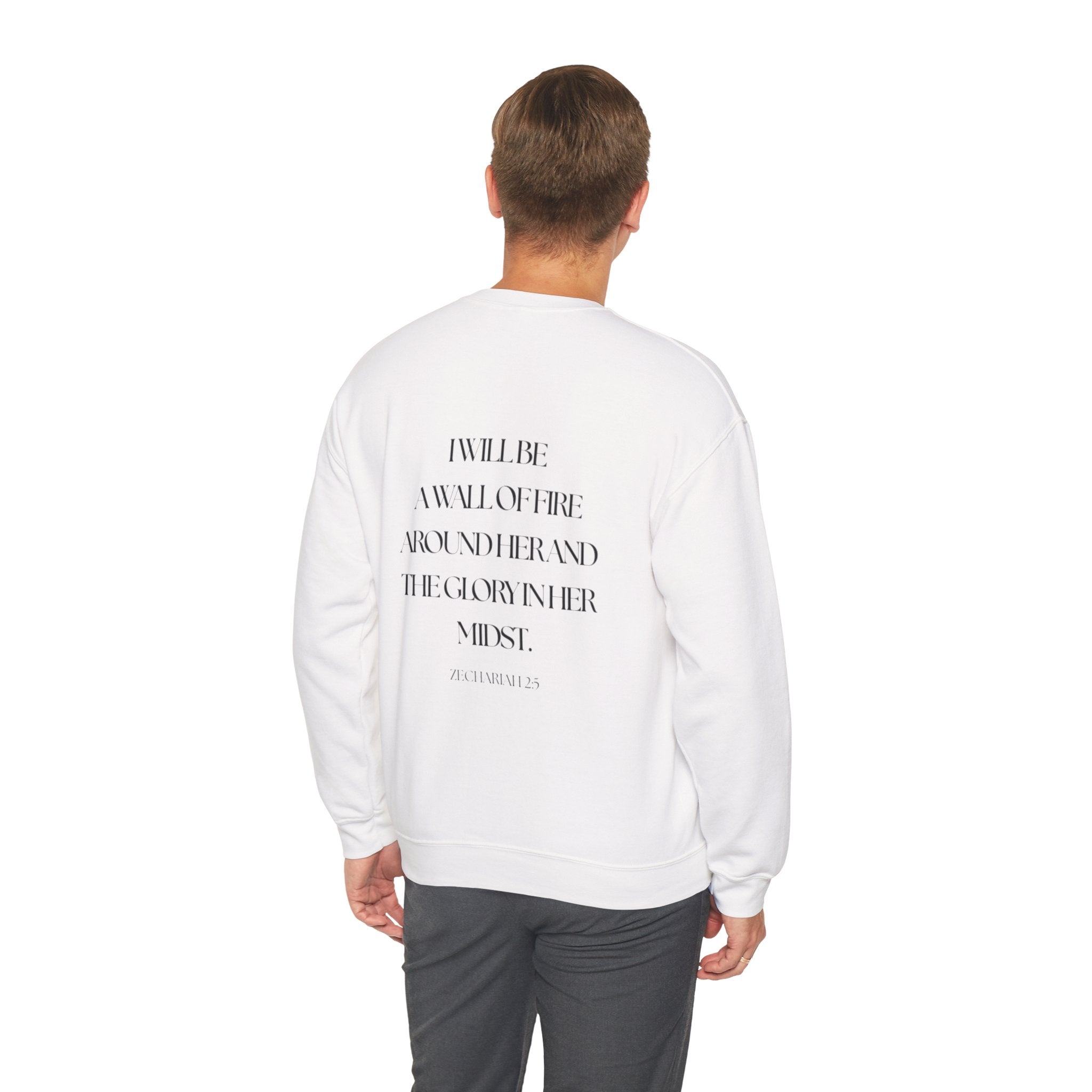 Protected Crewneck Sweatshirt — Inspirational Scripture Backprint