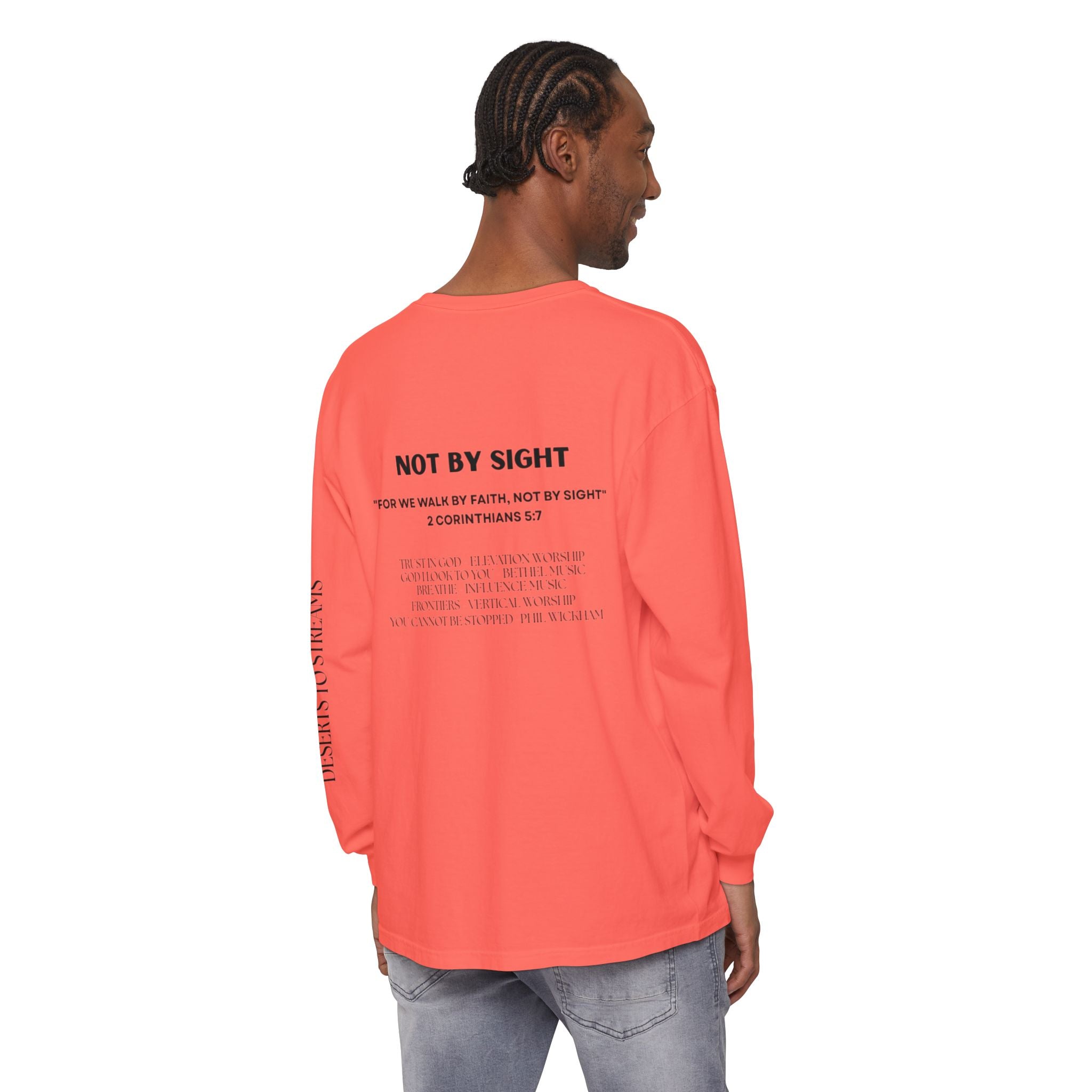 Walk By Faith Long Sleeve T‑Shirt — Christian Scripture 'Walk by Faith, Not By Sight' Tee