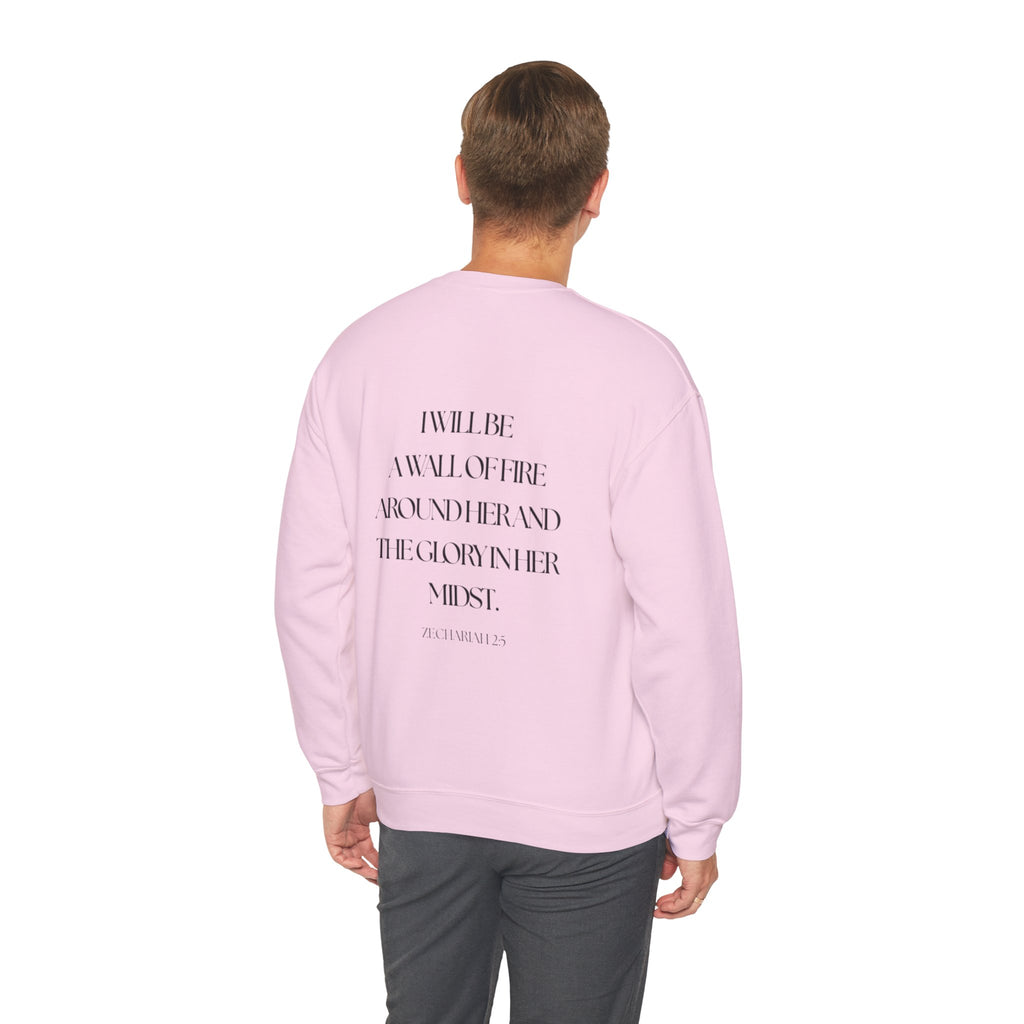 Protected Crewneck Sweatshirt — Inspirational Scripture Backprint