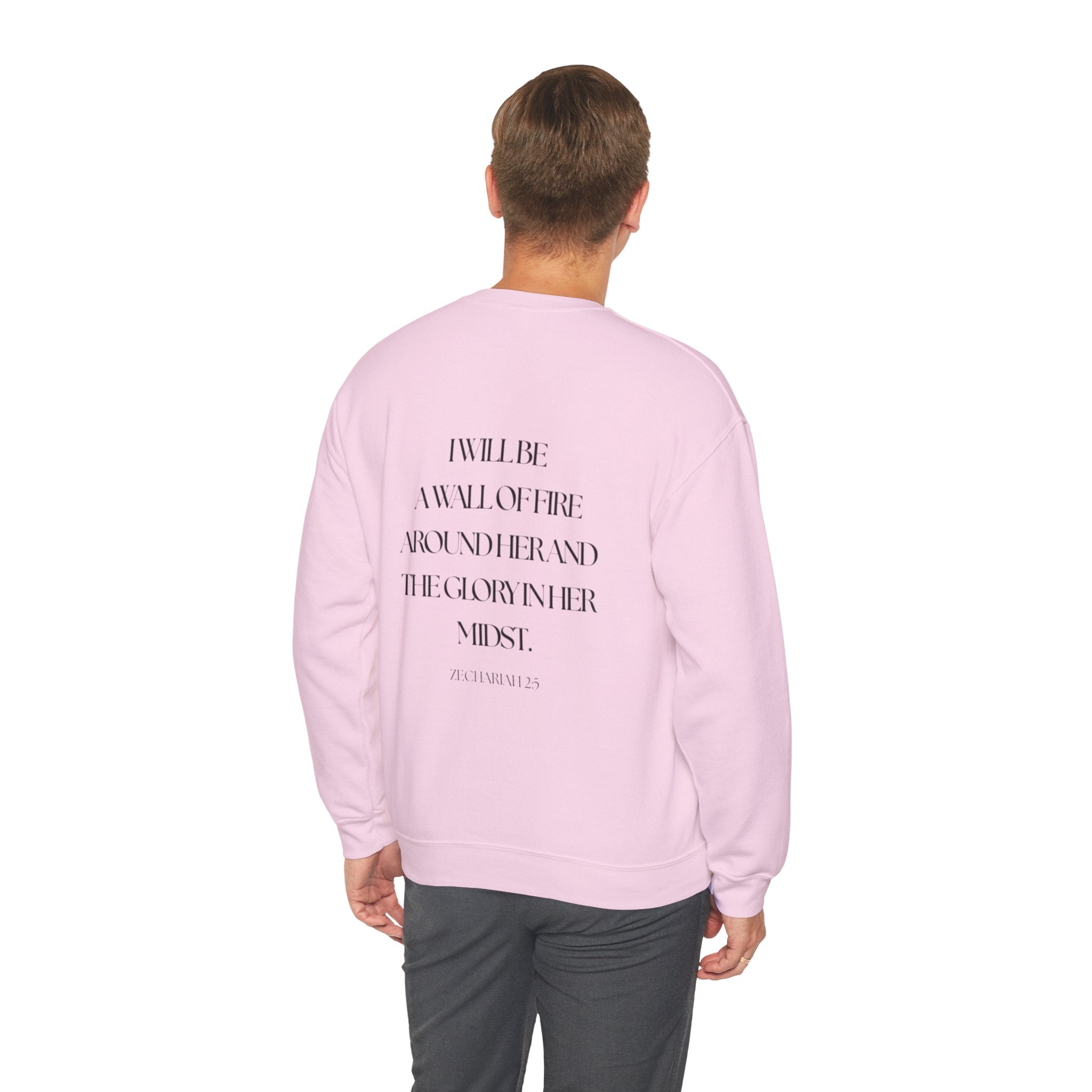 Protected Crewneck Sweatshirt — Inspirational Scripture Backprint