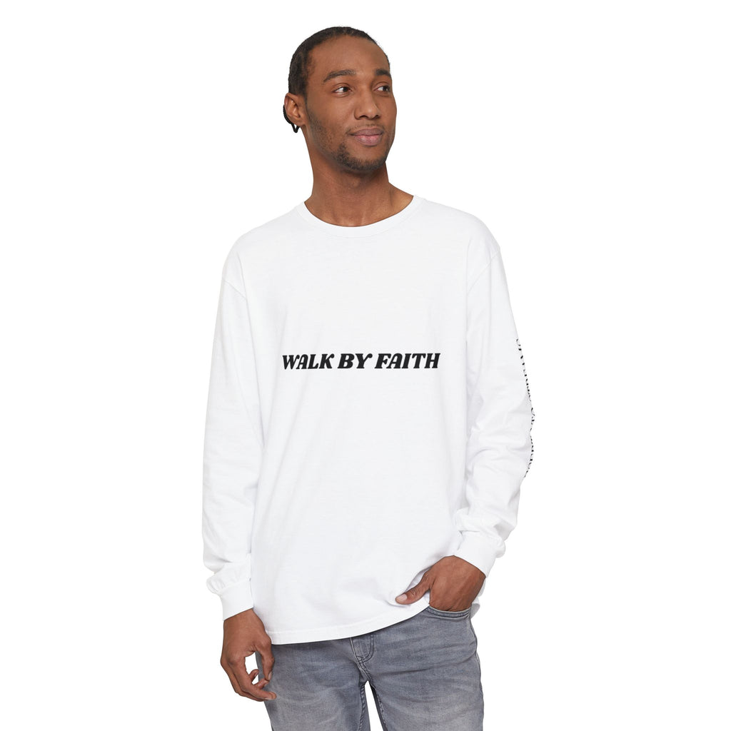 Walk By Faith Long Sleeve T‑Shirt — Christian Scripture 'Walk by Faith, Not By Sight' Tee